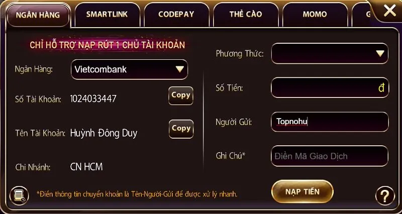 Hướng dẫn nạp rút V8 Club đơn giản và chi tiết cho người chơi mới