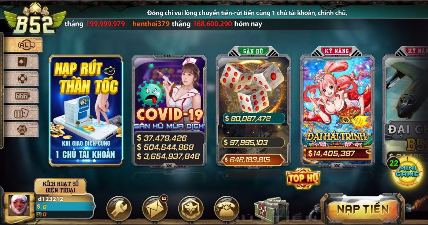 Slot game phong cách đỉnh cao B52 Club